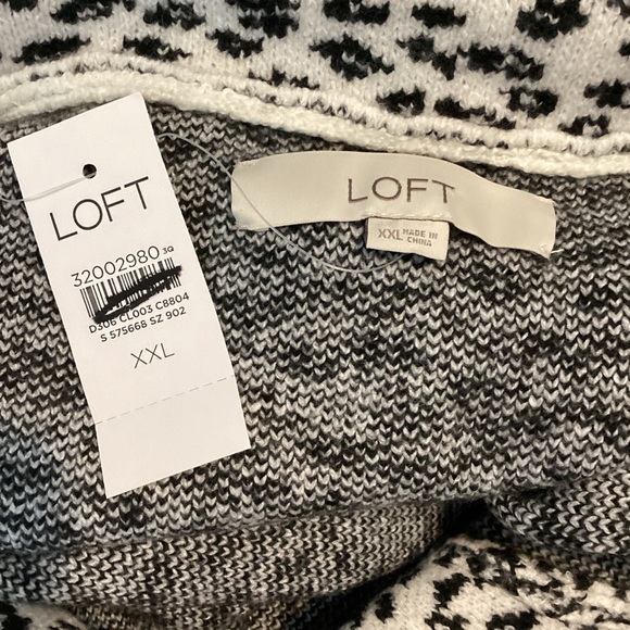LOFT Leopard Print Zip Sweater Size XXL White and Black - Picture 6 of 7